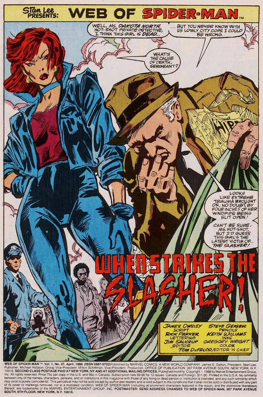 Read online Web of Spider-Man (1985) comic -  Issue #37 - 2