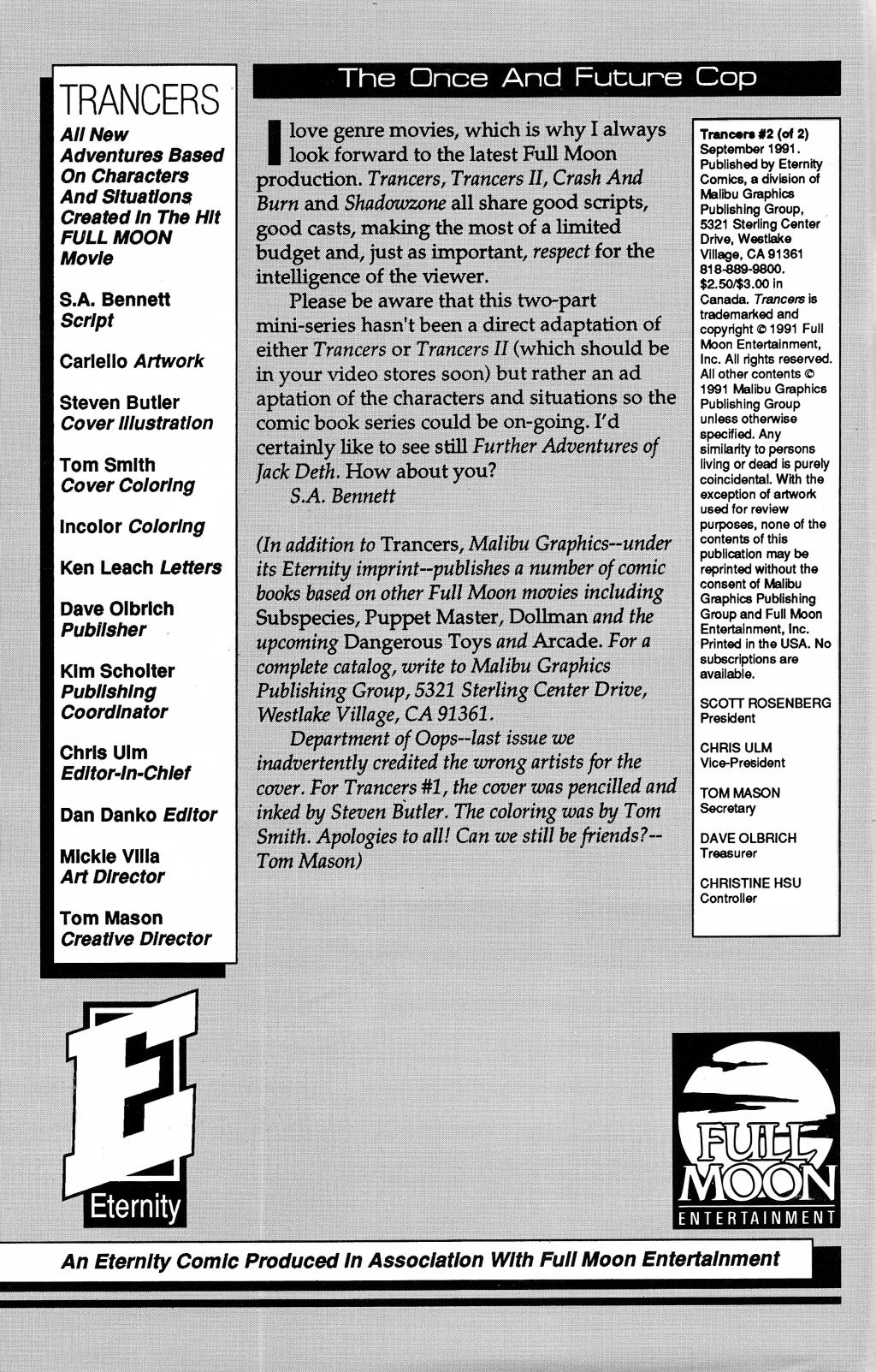 Read online Trancers (1991) comic -  Issue #2 - 2