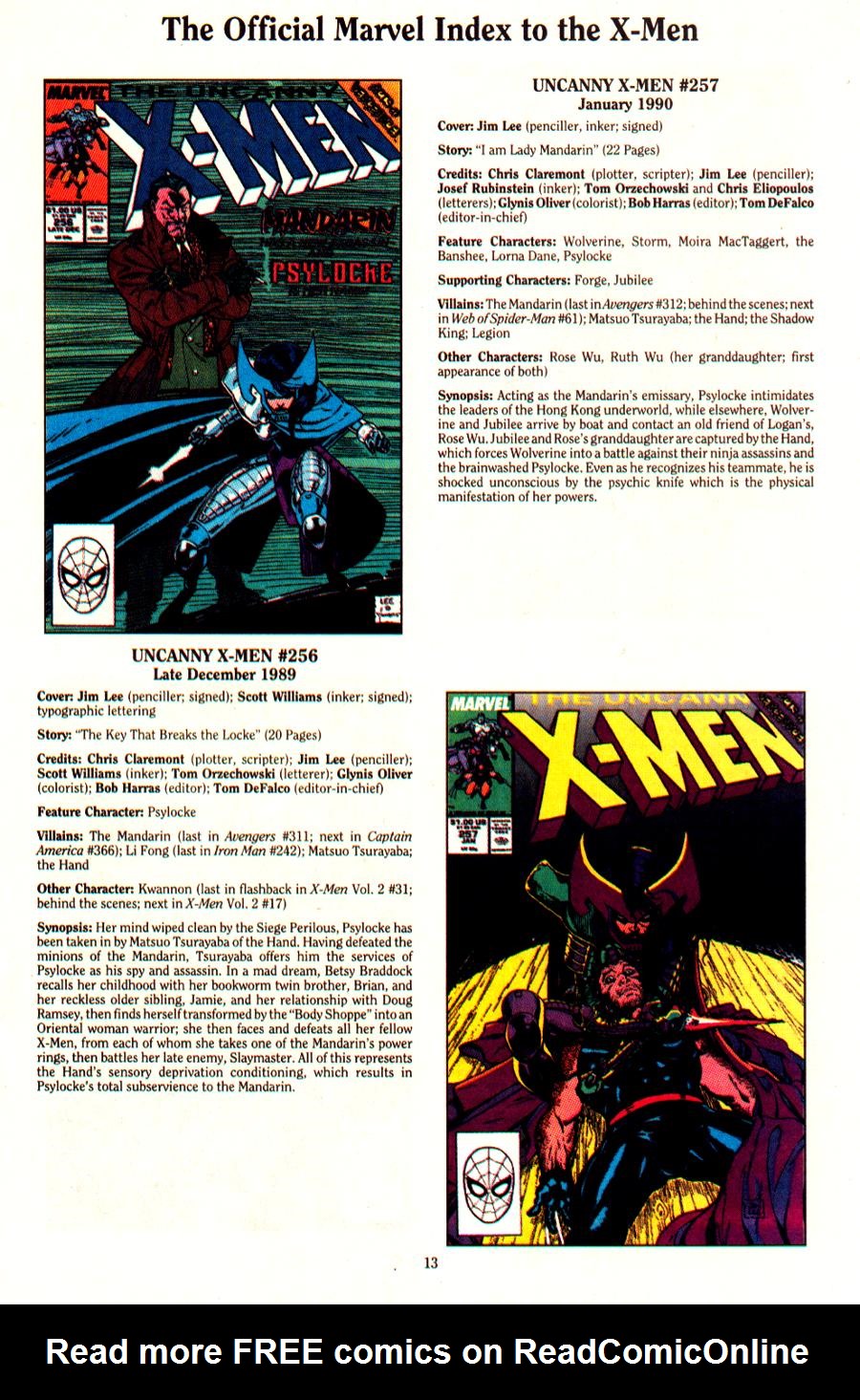 Read online The Official Marvel Index To The X-Men (1994) comic -  Issue #5 - 16