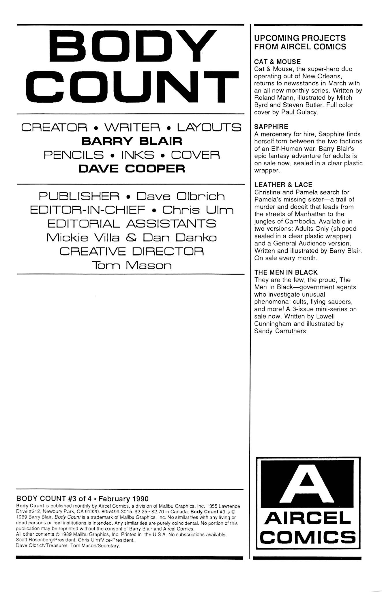 Read online Body Count (1989) comic -  Issue #3 - 2