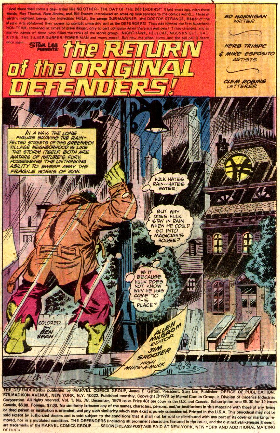 Read online The Defenders (1972) comic -  Issue #78 - 2