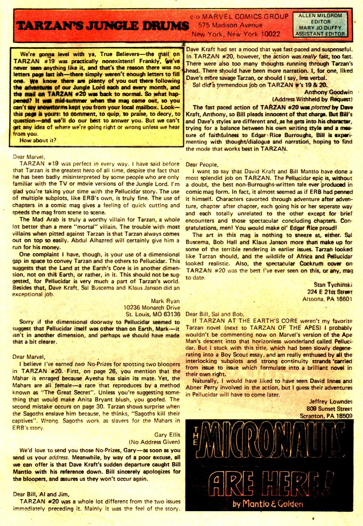 Read online Tarzan (1977) comic -  Issue #24 - 20