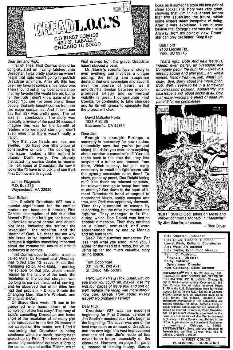 Read online Dreadstar comic -  Issue #28 - 2