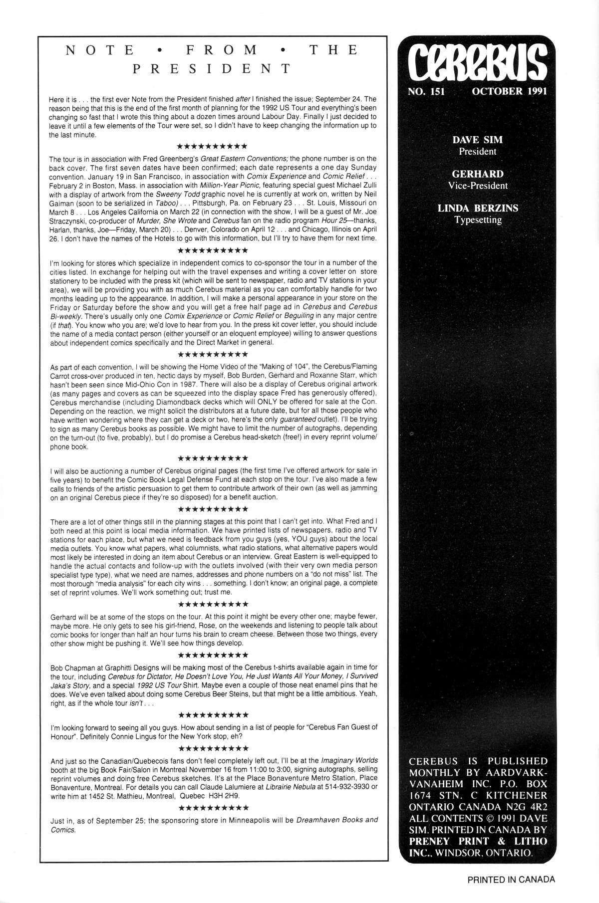 Read online Cerebus comic -  Issue #151 - 2