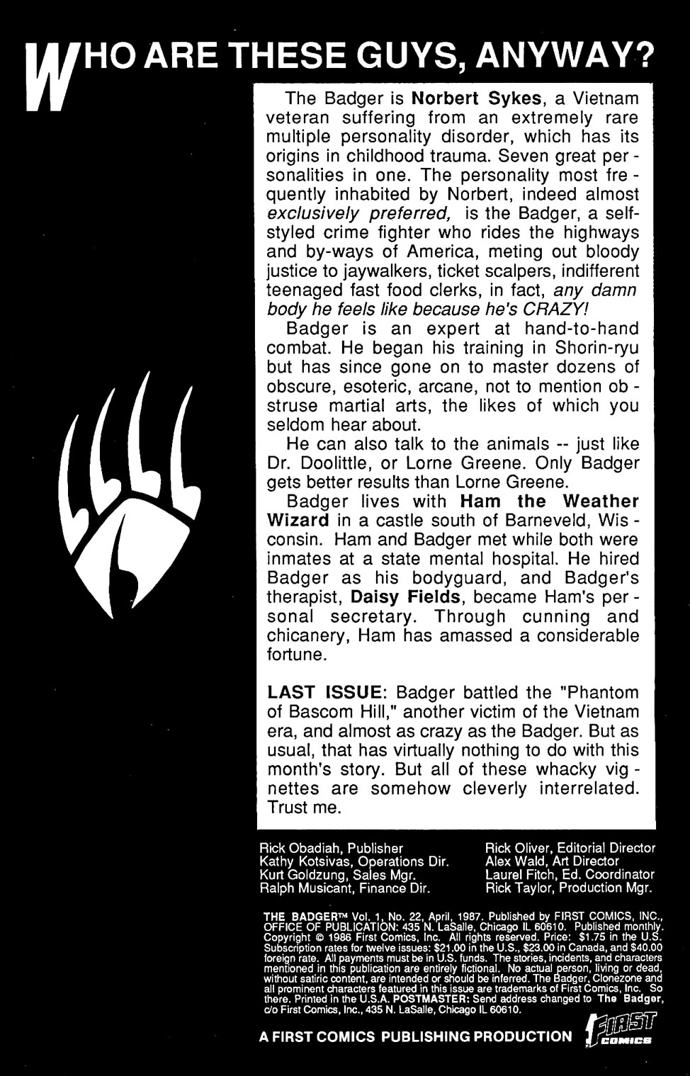 Read online The Badger comic -  Issue #22 - 2