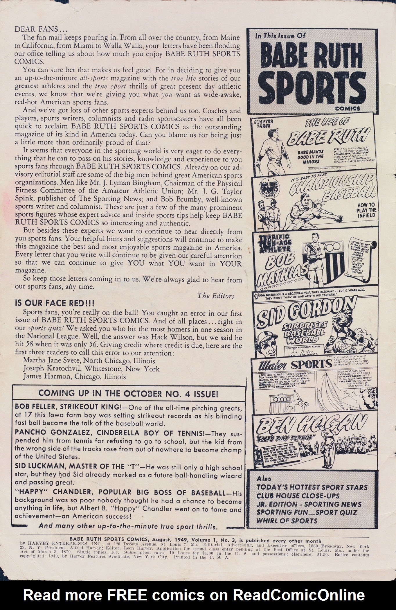 Read online Babe Ruth Sports Comics comic -  Issue #3 - 2