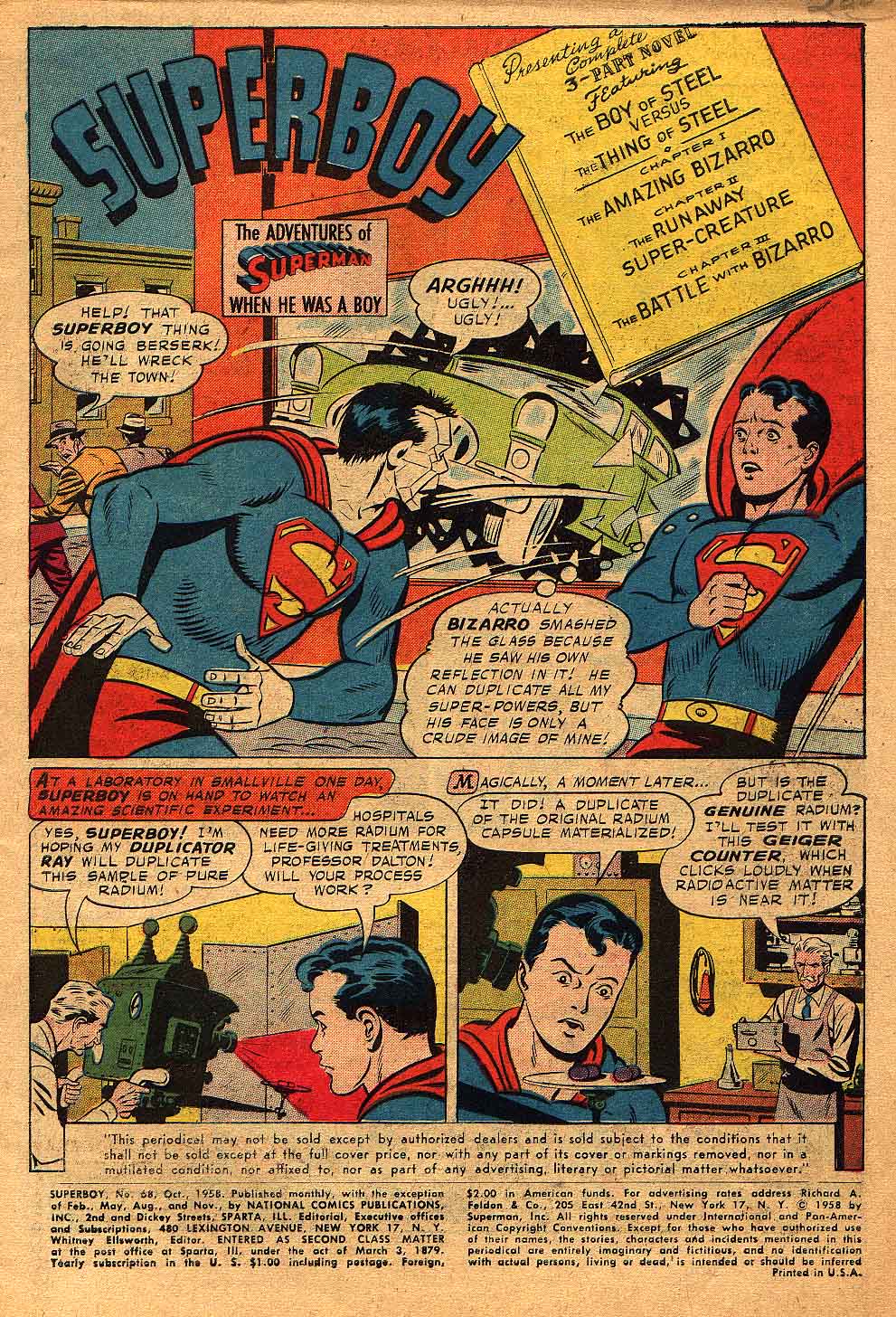 Read online Superboy (1949) comic -  Issue #68 - 2