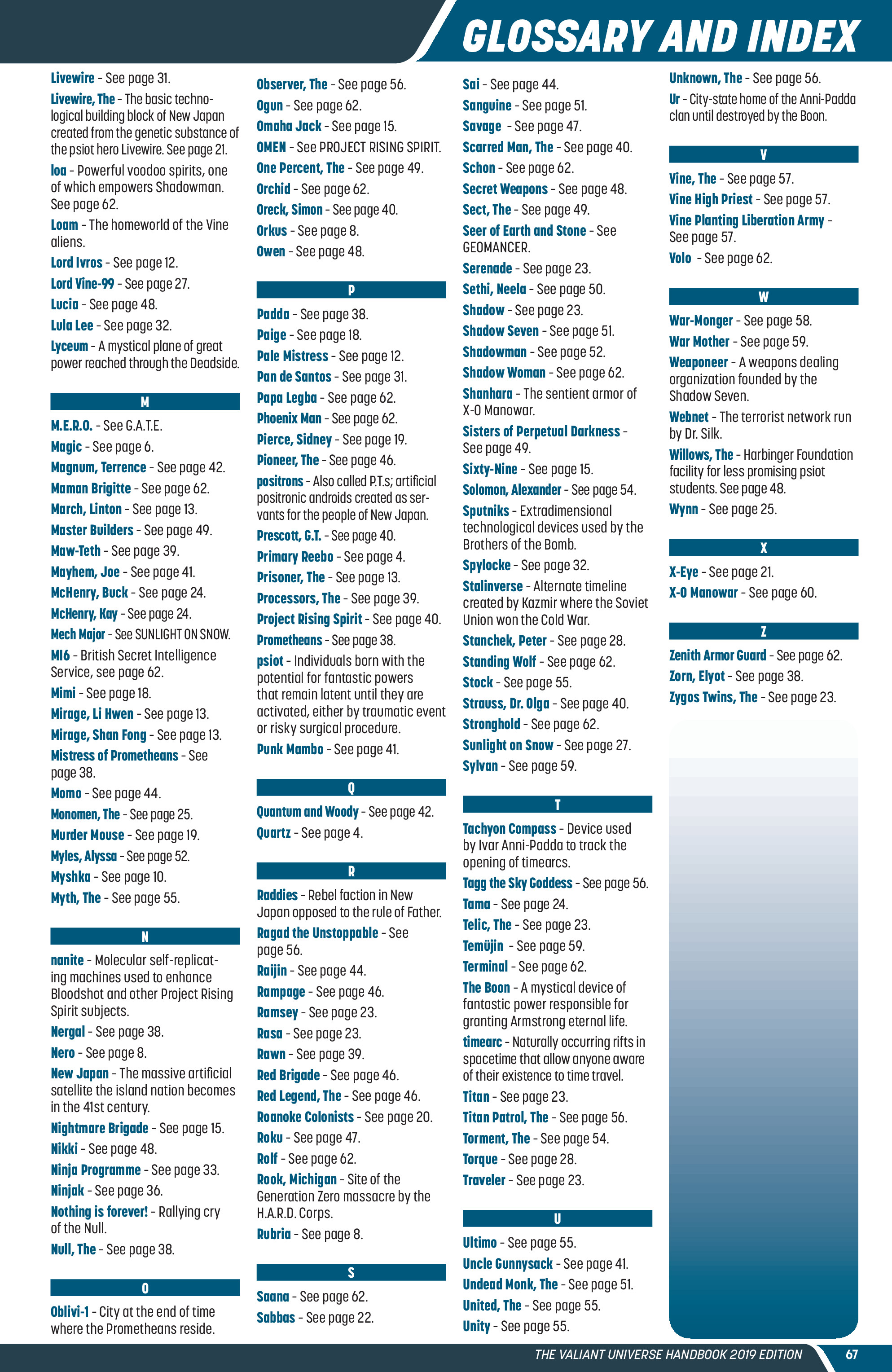 Read online Valiant Universe Handbook 2019 Edition comic -  Issue # Full - 66