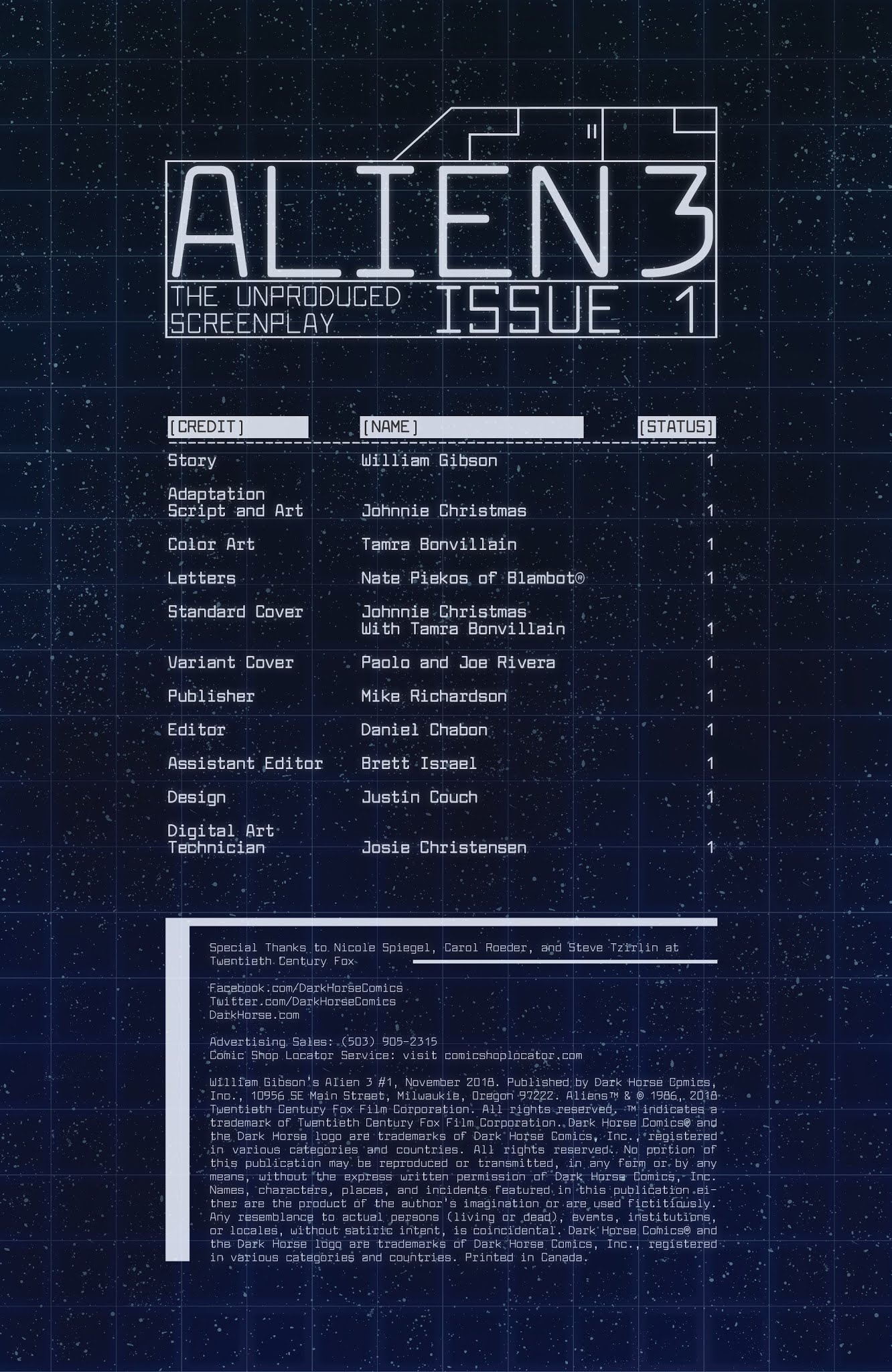 Read online William Gibson's Alien 3 comic -  Issue #1 - 2