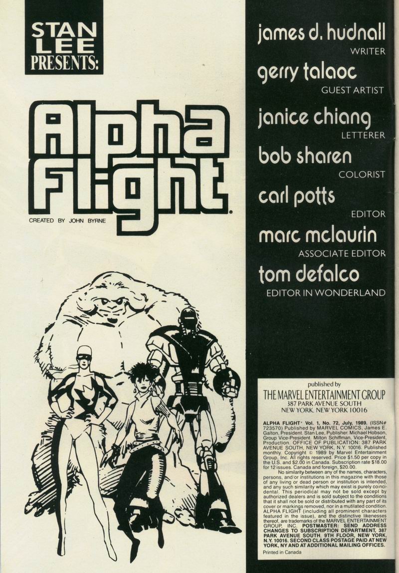 Read online Alpha Flight (1983) comic -  Issue #72 - 2