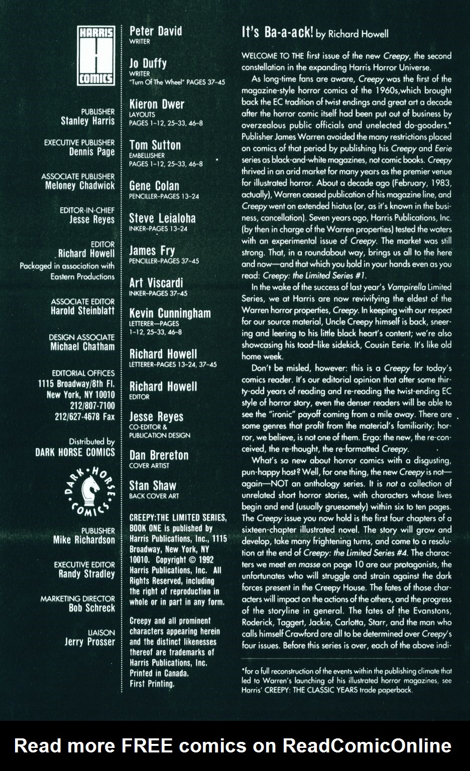 Read online Creepy (1993) comic -  Issue #1 - 2