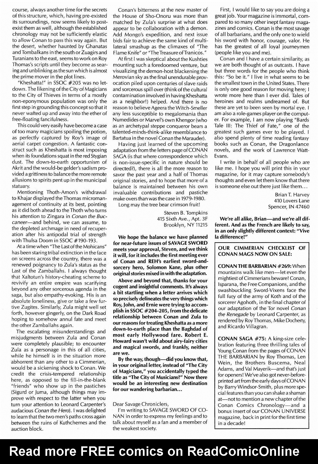 Read online The Savage Sword Of Conan comic -  Issue #210 - 64