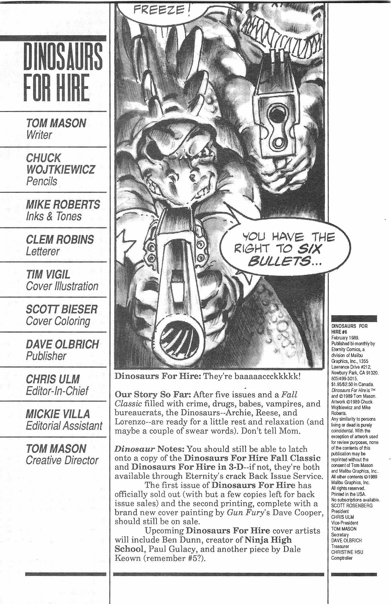 Read online Dinosaurs For Hire (1988) comic -  Issue #6 - 2