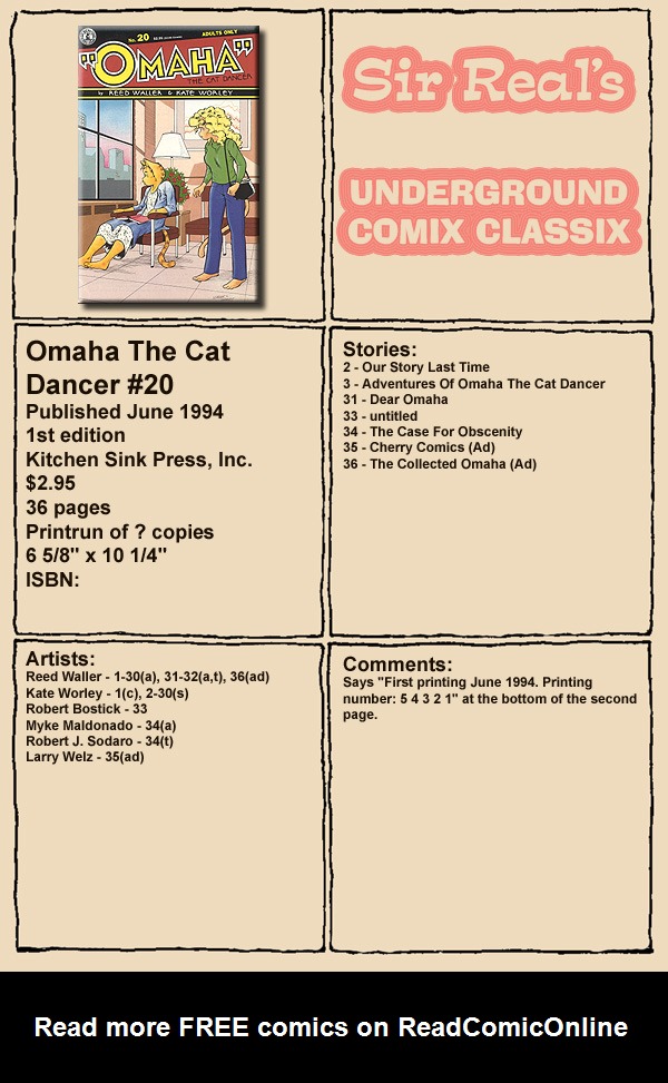 Omaha the Cat Dancer (1986) issue 20 - Page 1