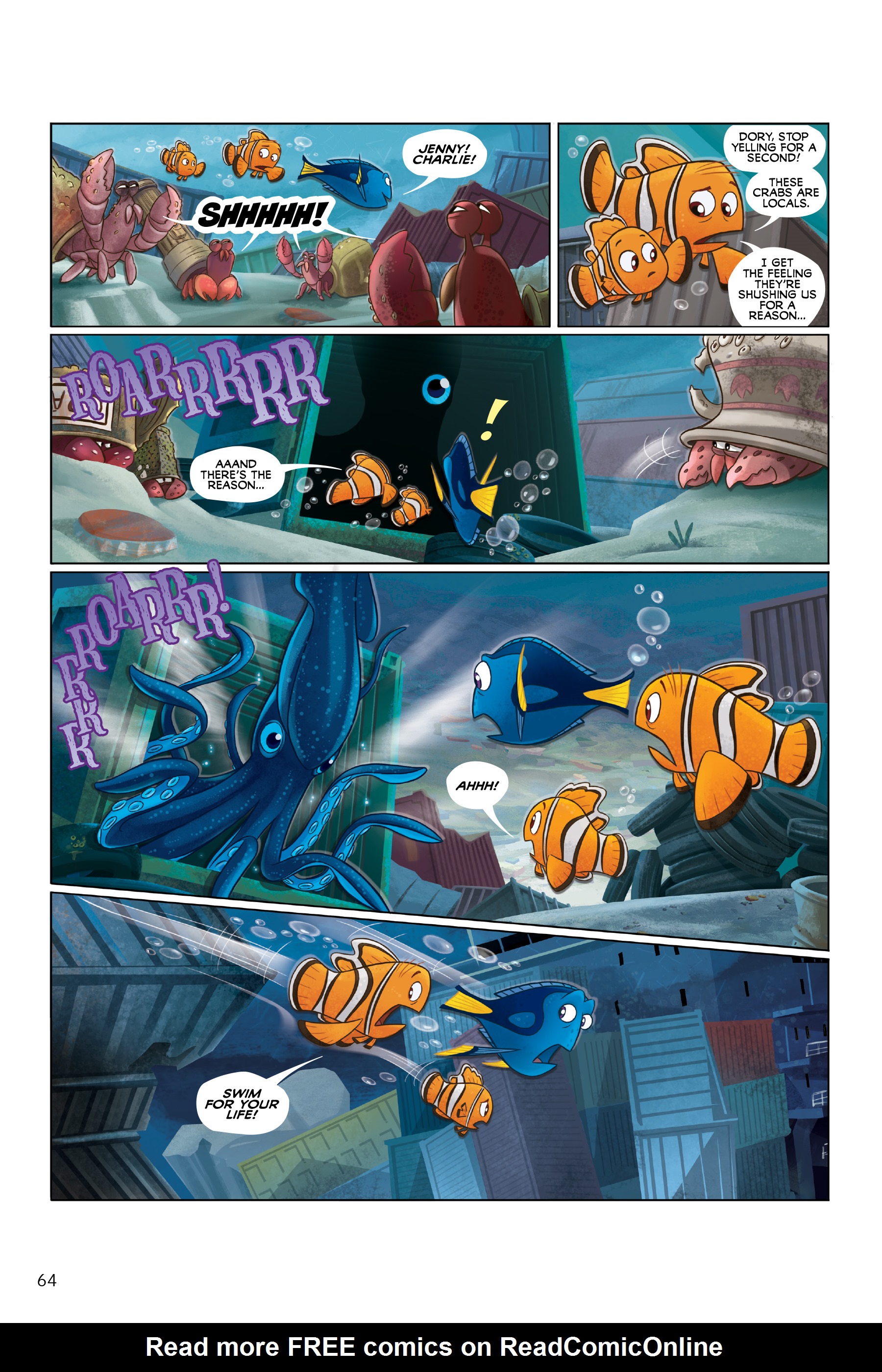 Read online Disney/PIXAR Finding Nemo and Finding Dory: The Story of the Movies in Comics comic -  Issue # TPB - 64