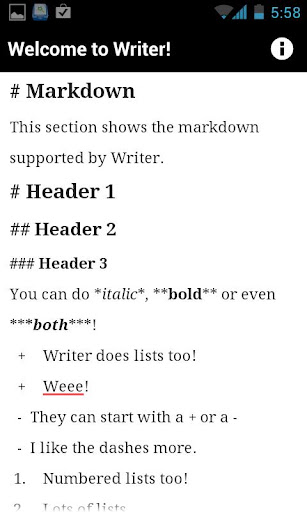 Writer app