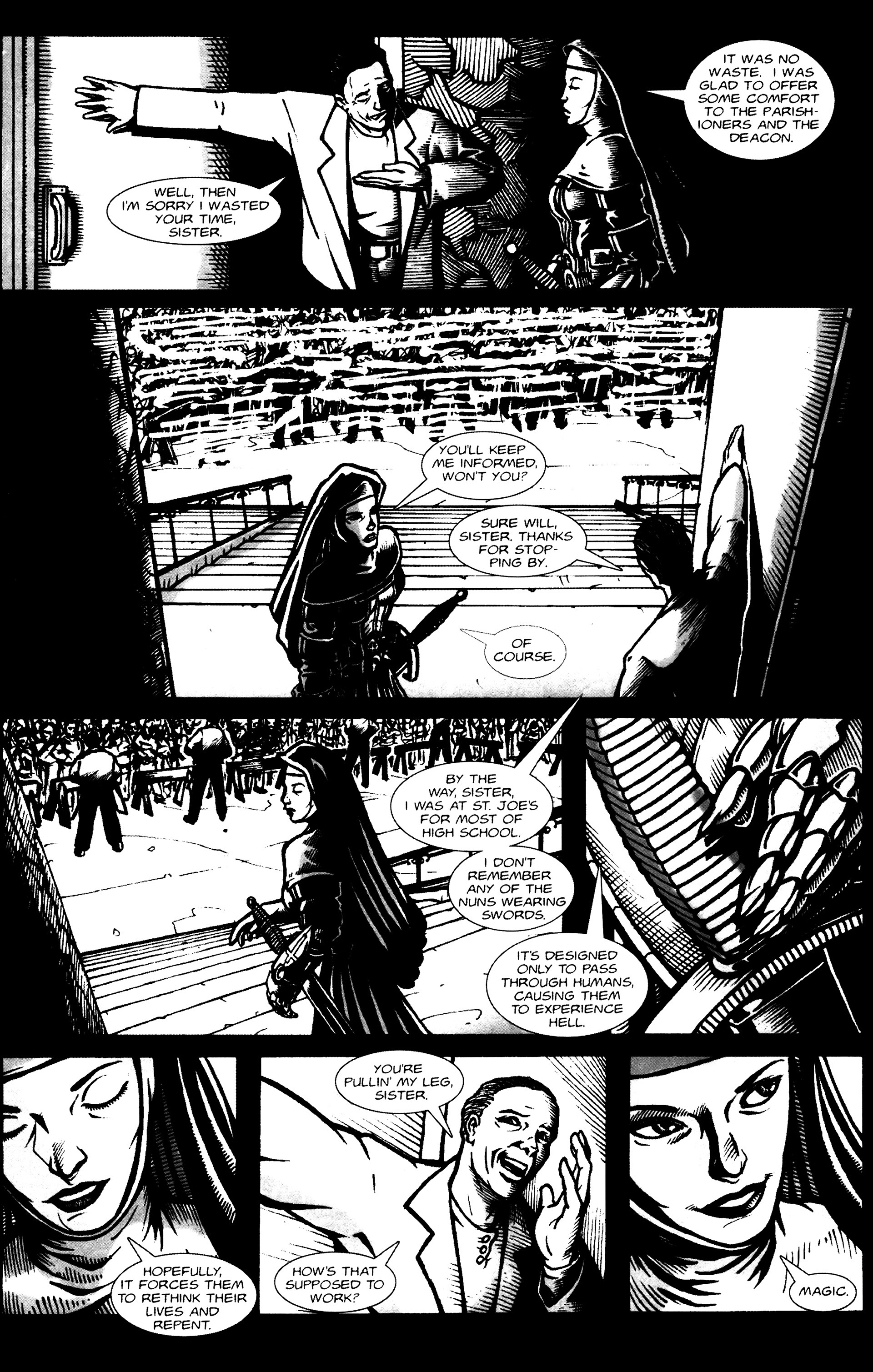 Read online Warrior Nun: Black & White comic -  Issue #3 - 6