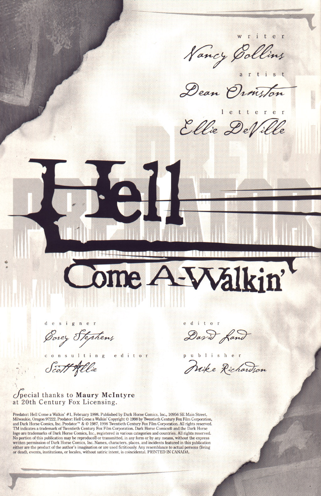 Read online Predator: Hell Come A-Walkin' comic -  Issue #1 - 2