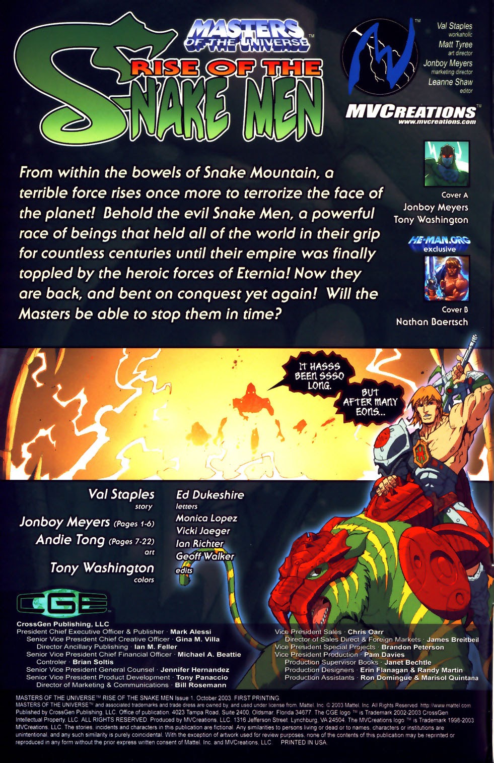 Read online Masters of the Universe Rise of the Snake Men comic -  Issue #1 - 2