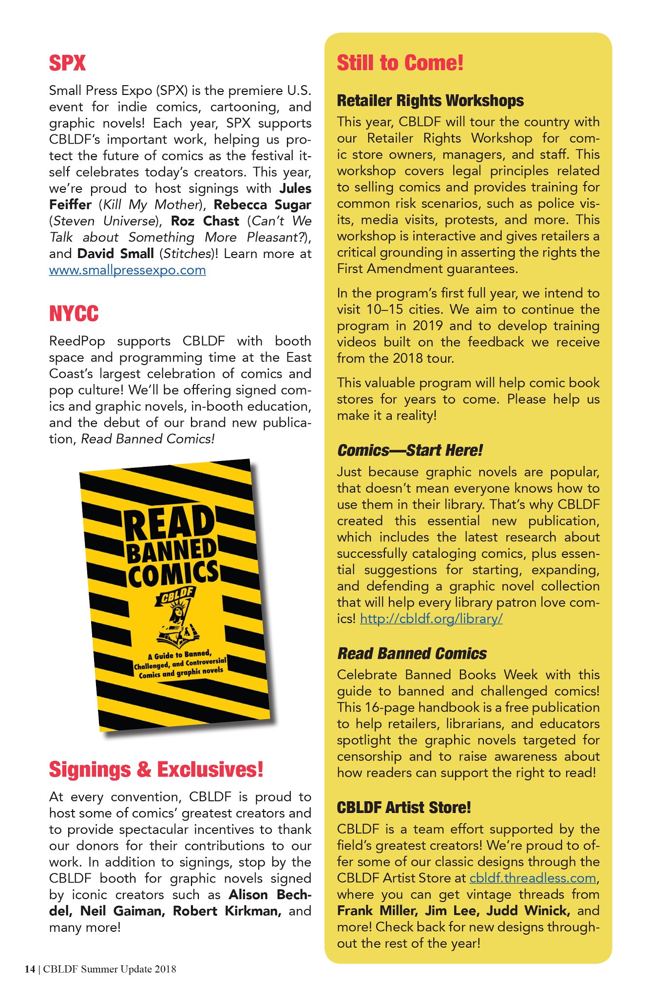 Read online Comic Book Legal Defense Fund Summer Update 2018 comic -  Issue # Full - 14