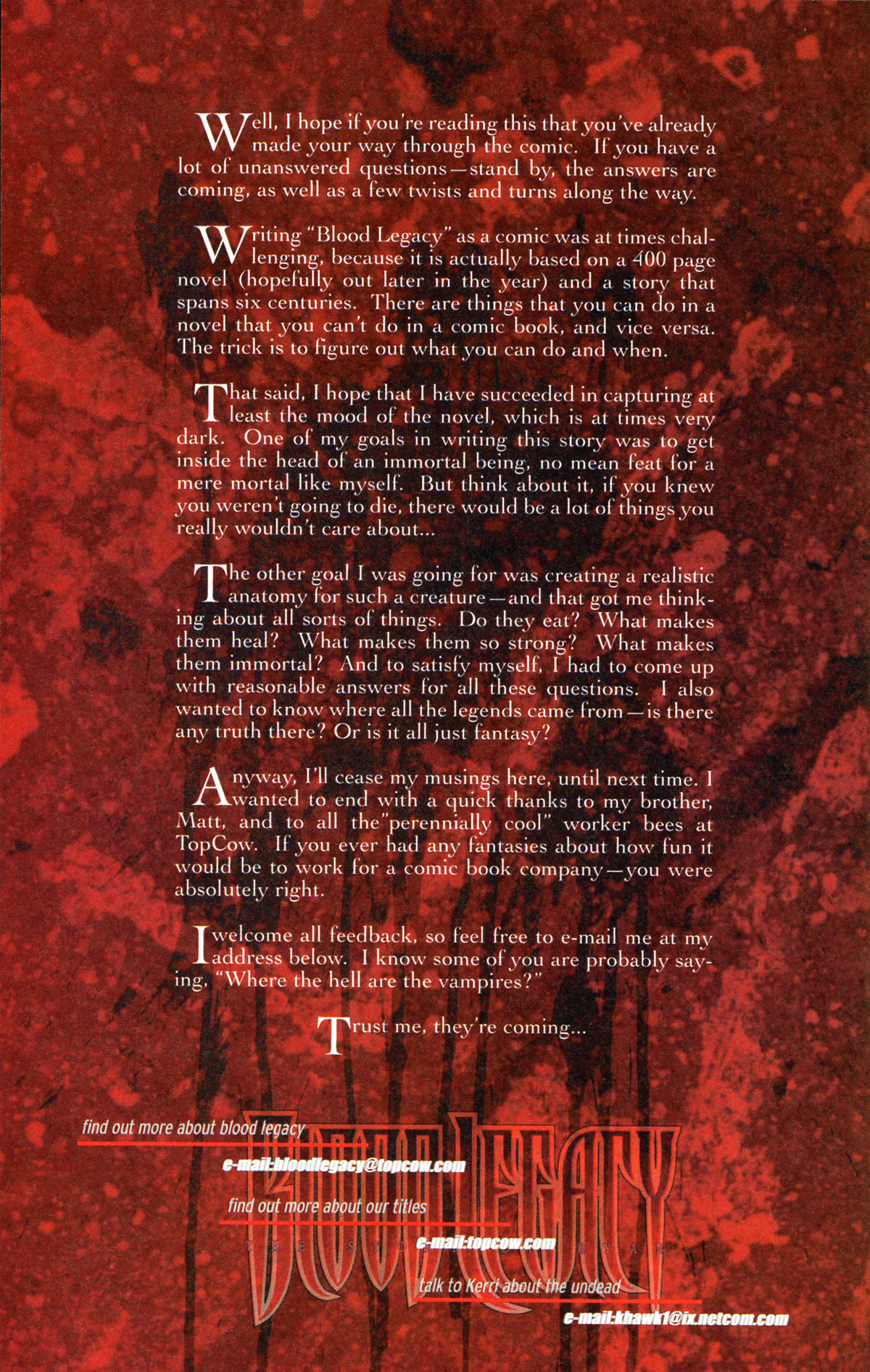 Read online Blood Legacy:  The Story of Ryan comic -  Issue #1 - 26