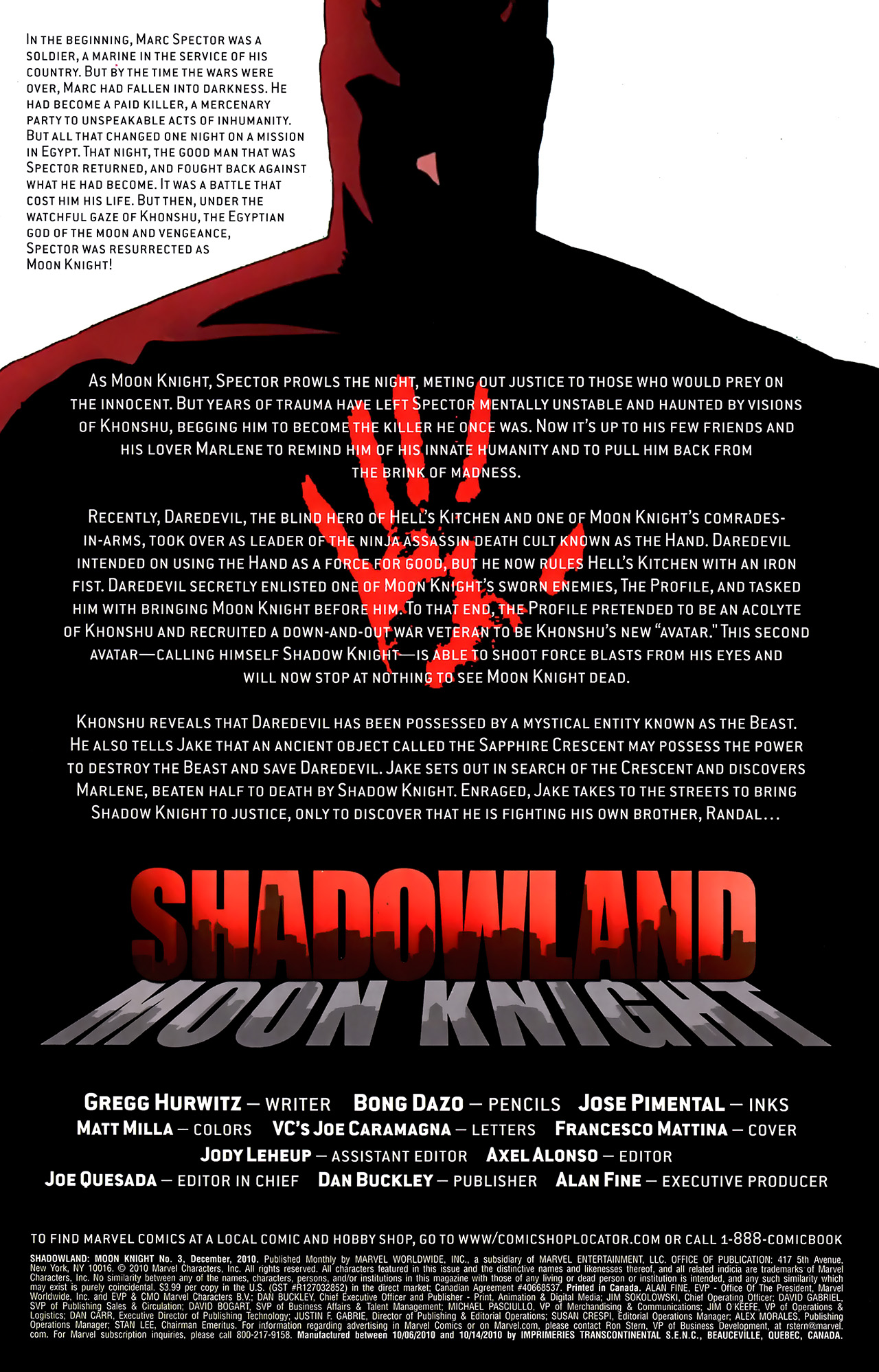 Read online Shadowland: Moon Knight comic -  Issue #3 - 2