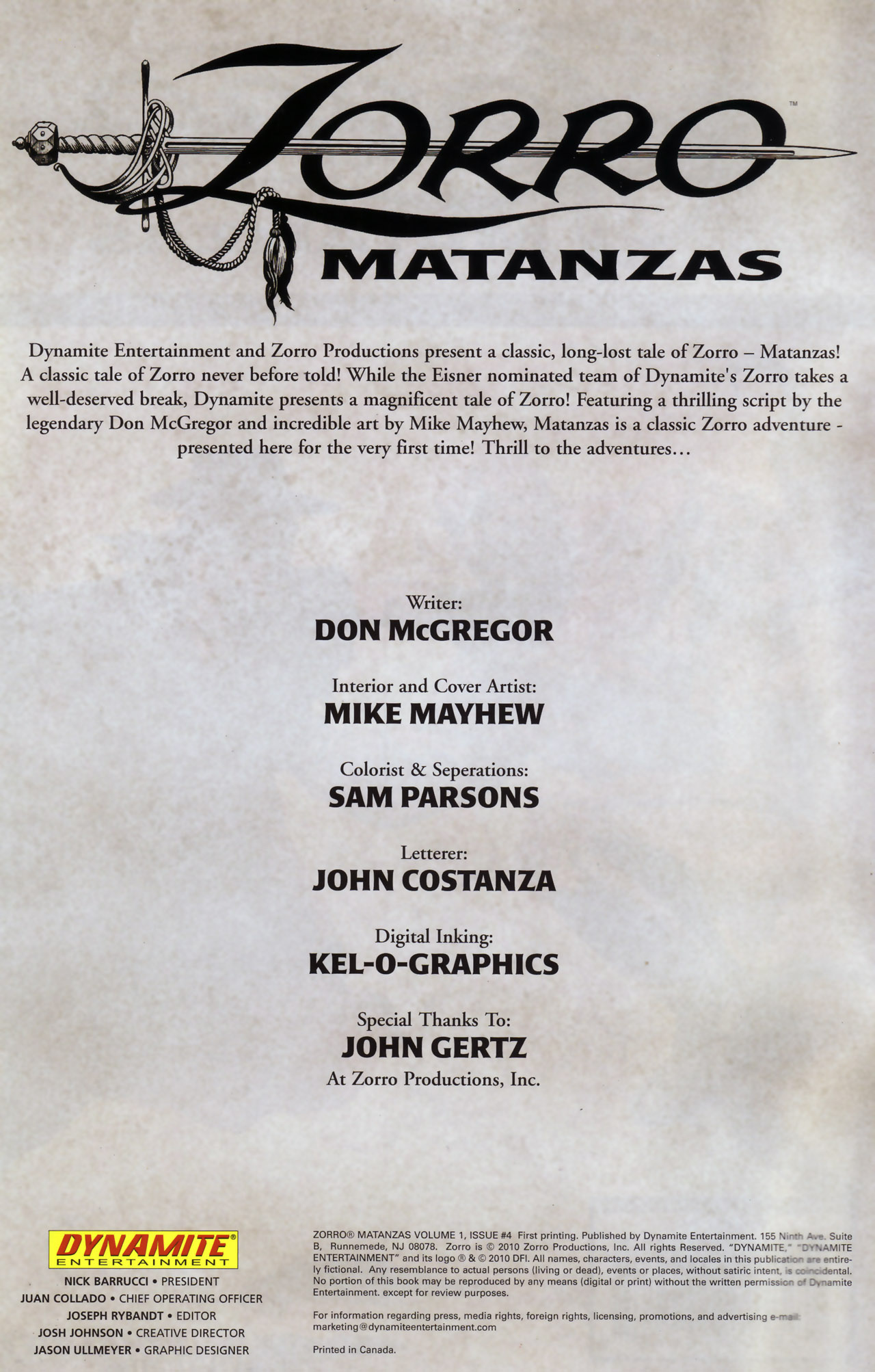 Read online Zorro: Matanzas comic -  Issue #4 - 2