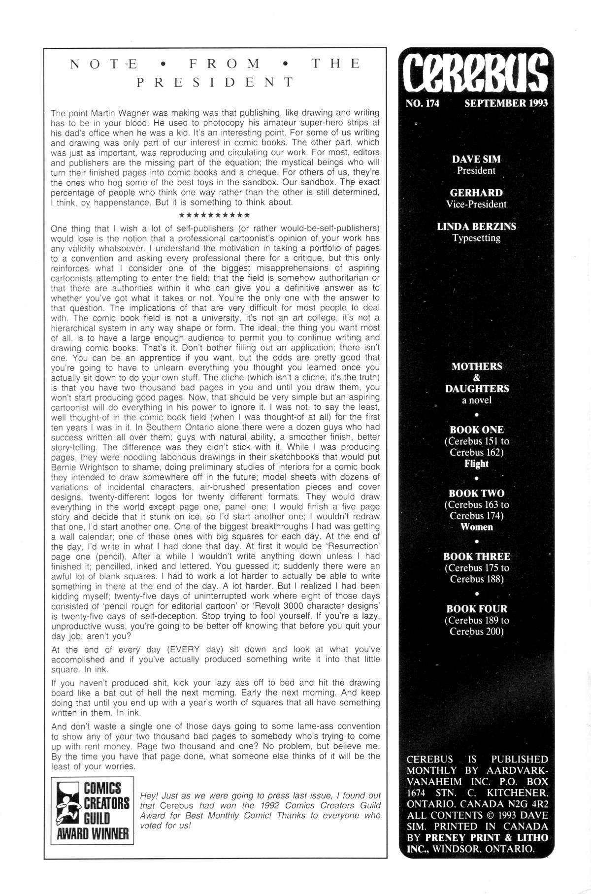 Read online Cerebus comic -  Issue #174 - 2