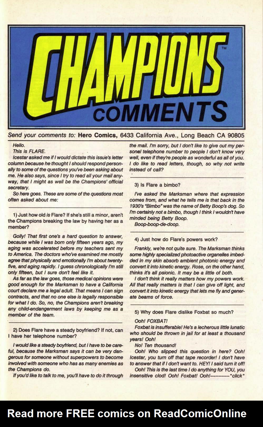 Read online Champions (1987) comic -  Issue #6 - 21
