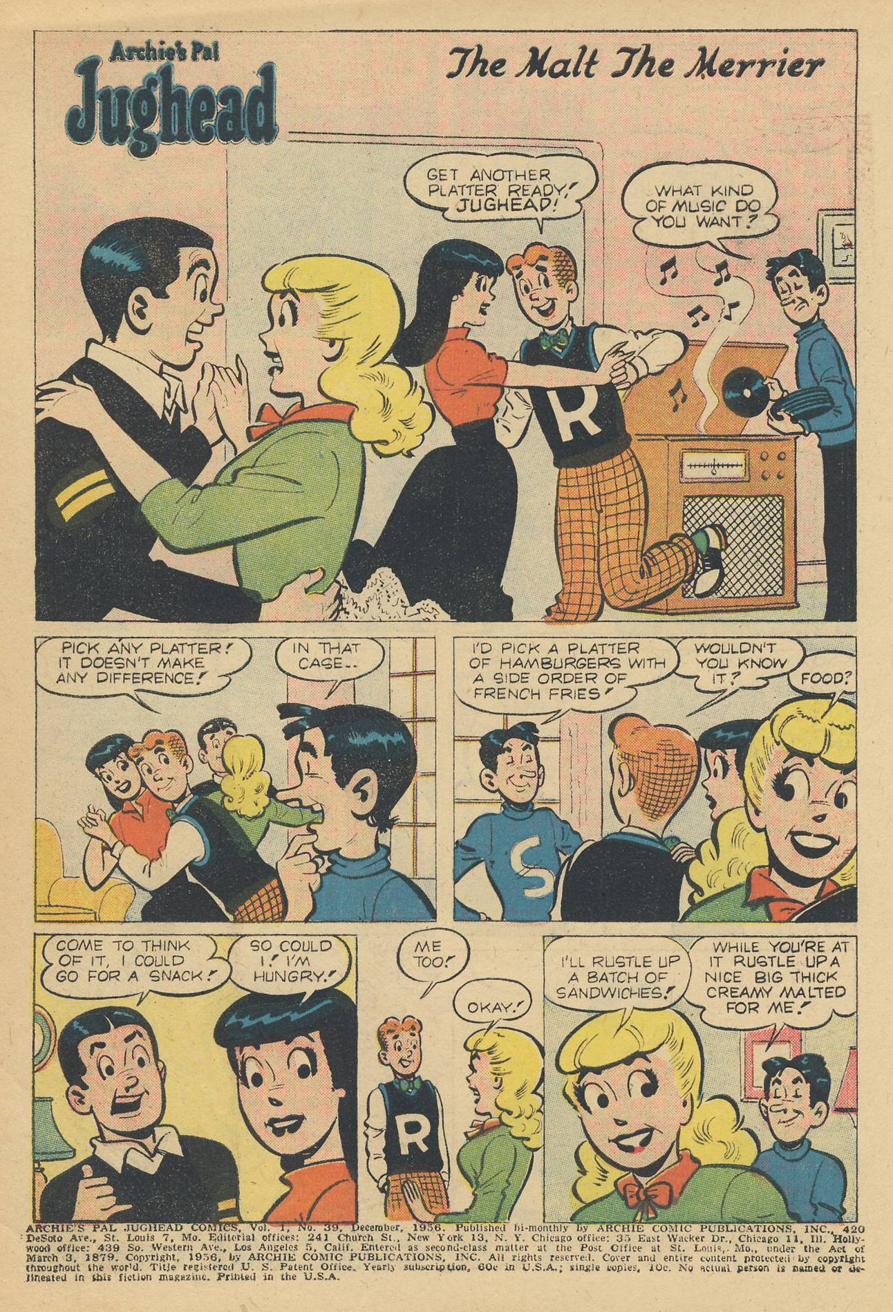 Read online Archie's Pal Jughead comic -  Issue #39 - 3