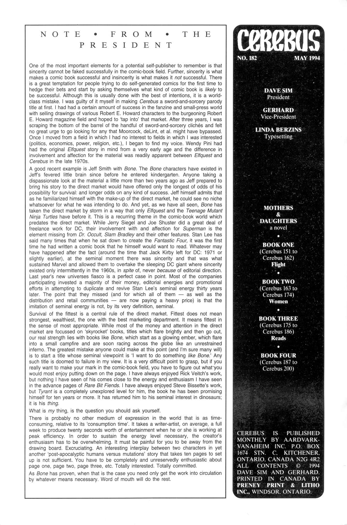 Cerebus Issue #182 #181 - English 2