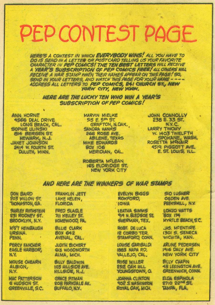 Read online Pep Comics comic -  Issue #54 - 46
