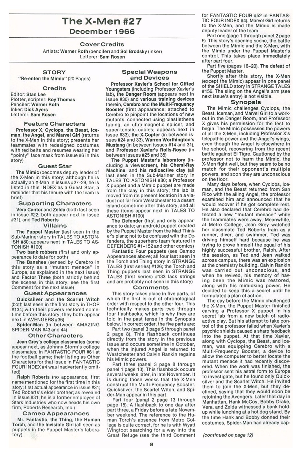 Read online The Official Marvel Index To The X-Men comic -  Issue #2 - 10