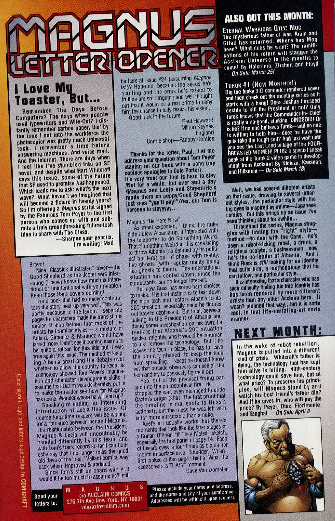 Read online Magnus Robot Fighter (1997) comic -  Issue #15 - 23