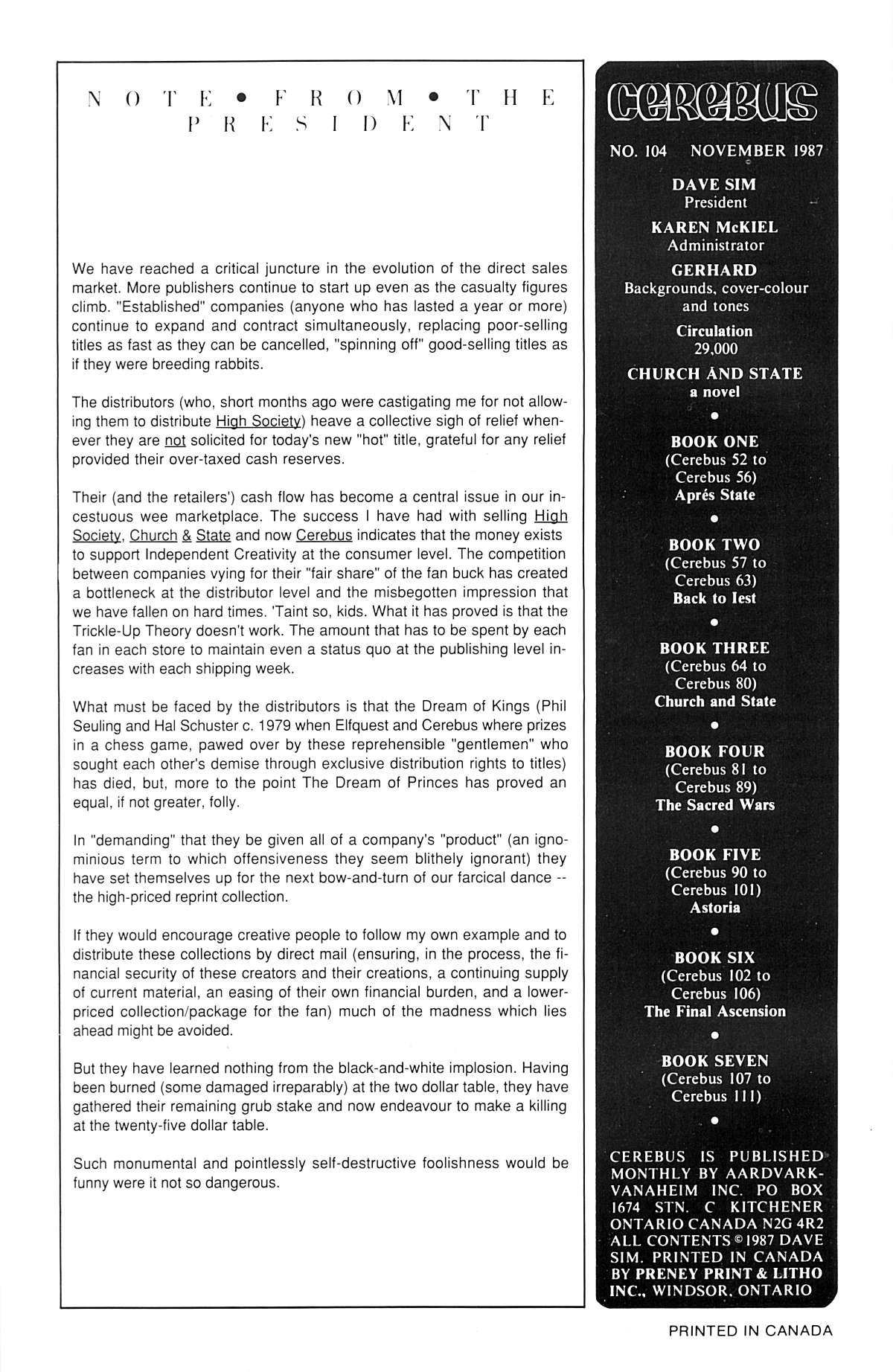 Cerebus Issue #104 #104 - English 2