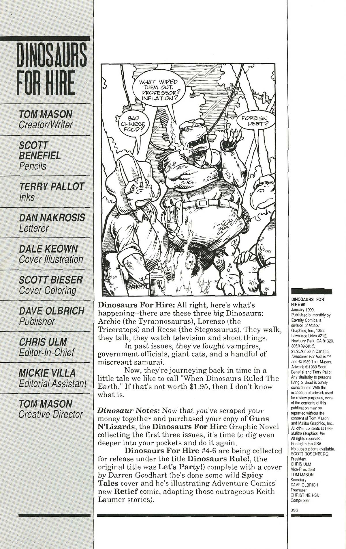 Read online Dinosaurs For Hire (1988) comic -  Issue #9 - 2