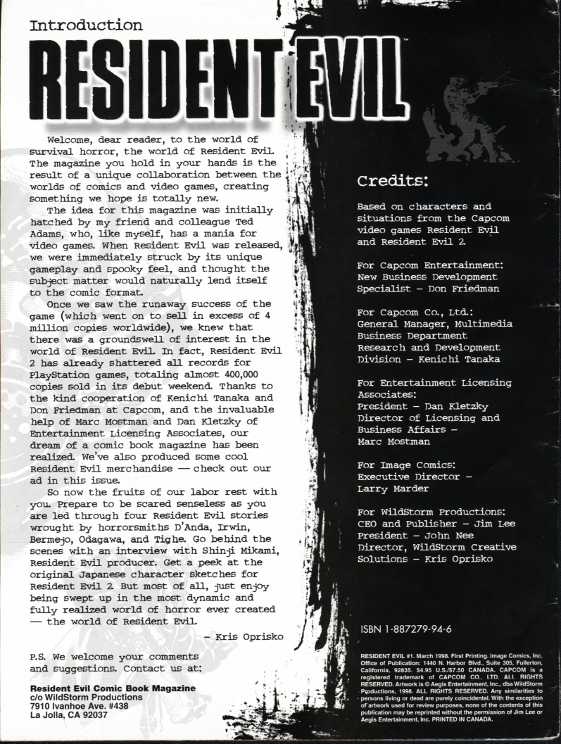 Read online Resident Evil (1998) comic -  Issue #1 - 2