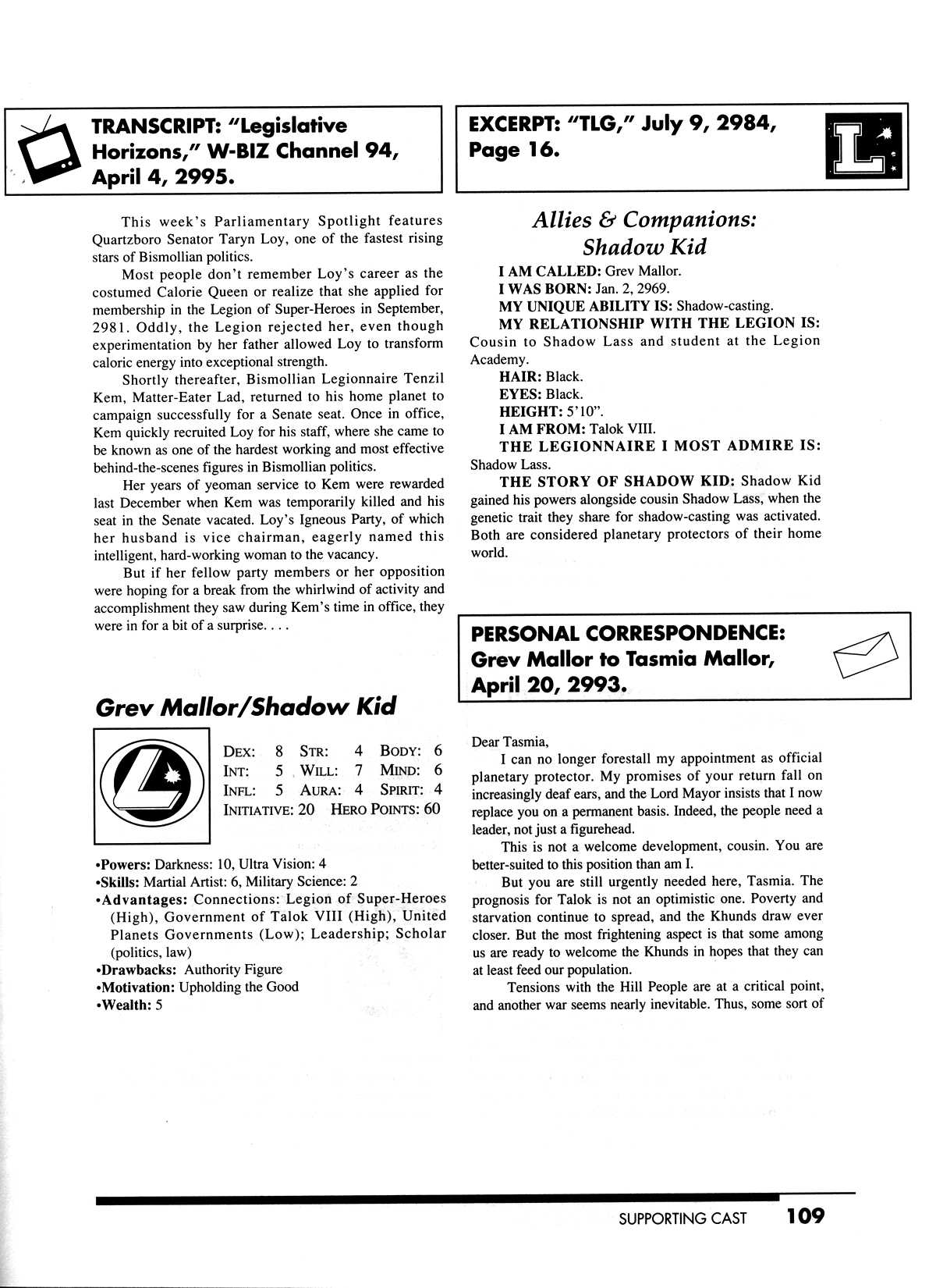 Read online 2995: The Legion of Super-Heroes Sourcebook comic -  Issue # TPB - 110