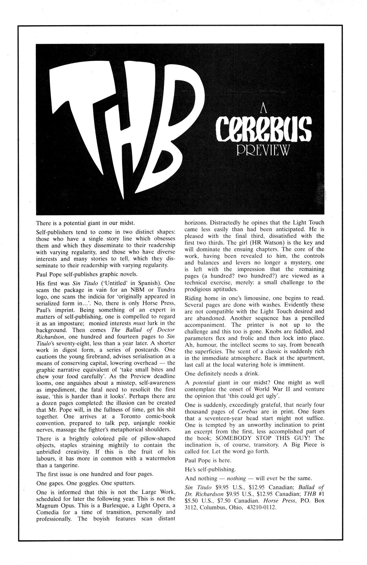 Cerebus Issue #189 #188 - English 29