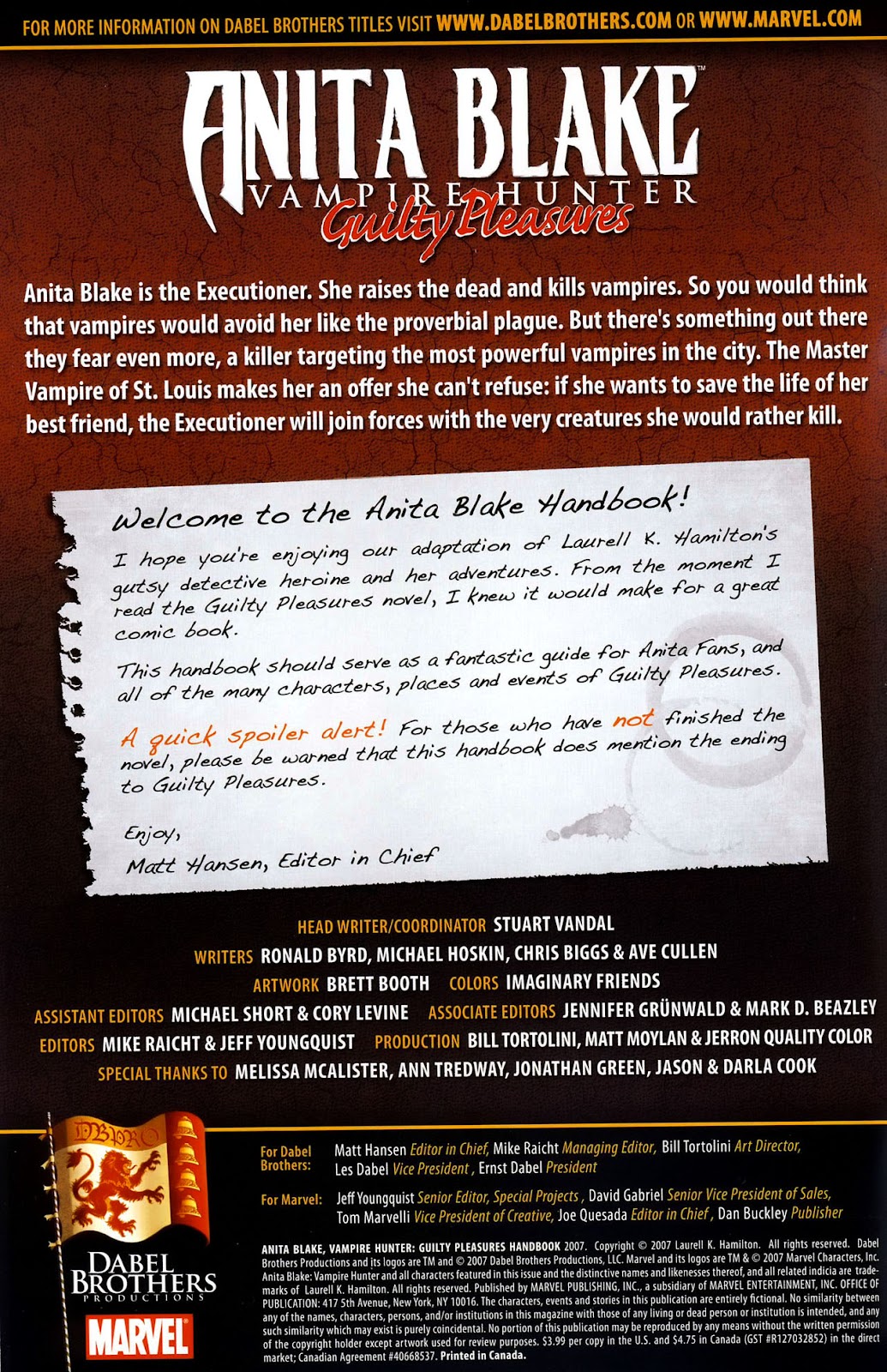 Anita Blake, Vampire Hunter: Guilty Pleasures Handbook issue Full - Page 2