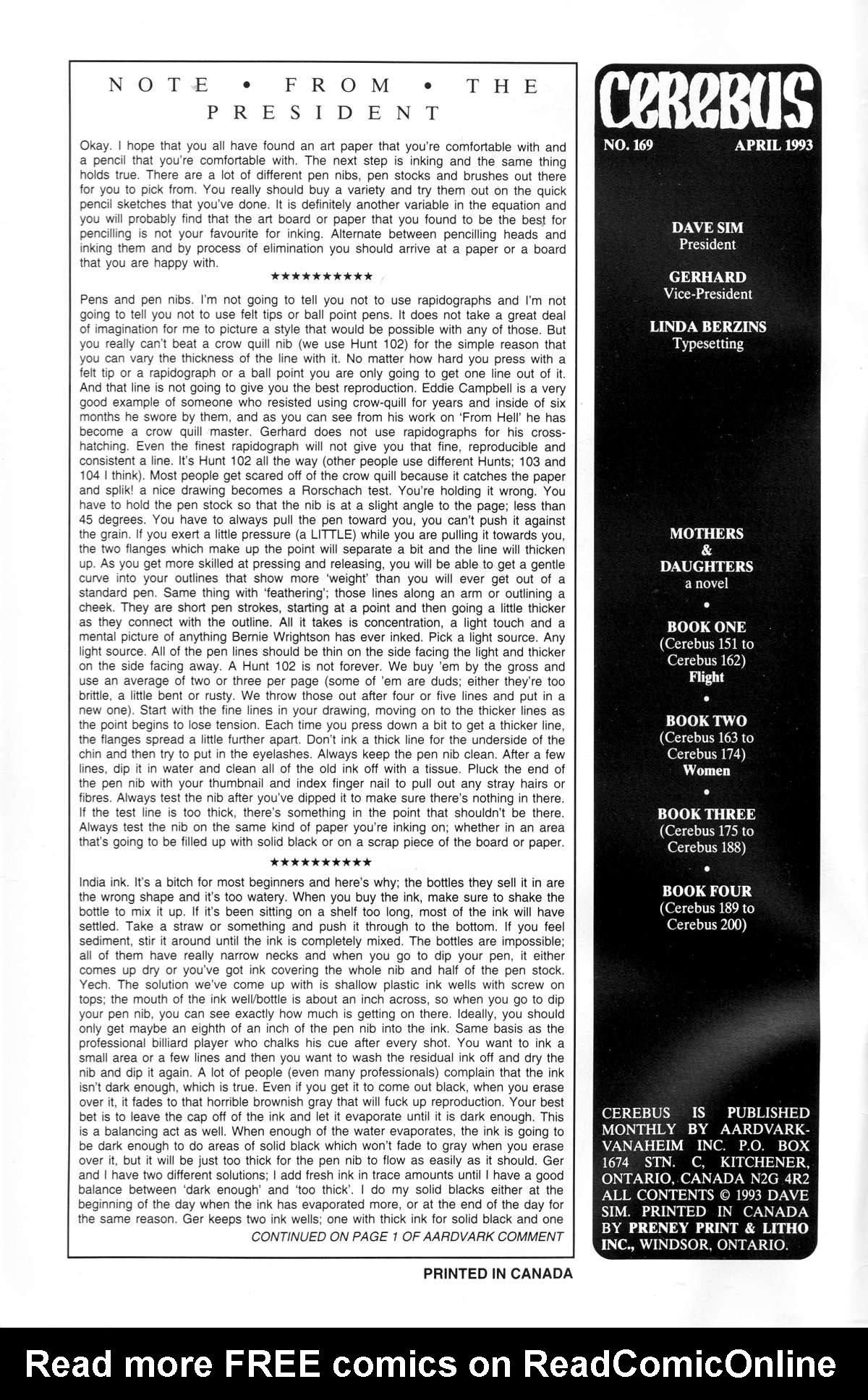 Read online Cerebus comic -  Issue #169 - 2