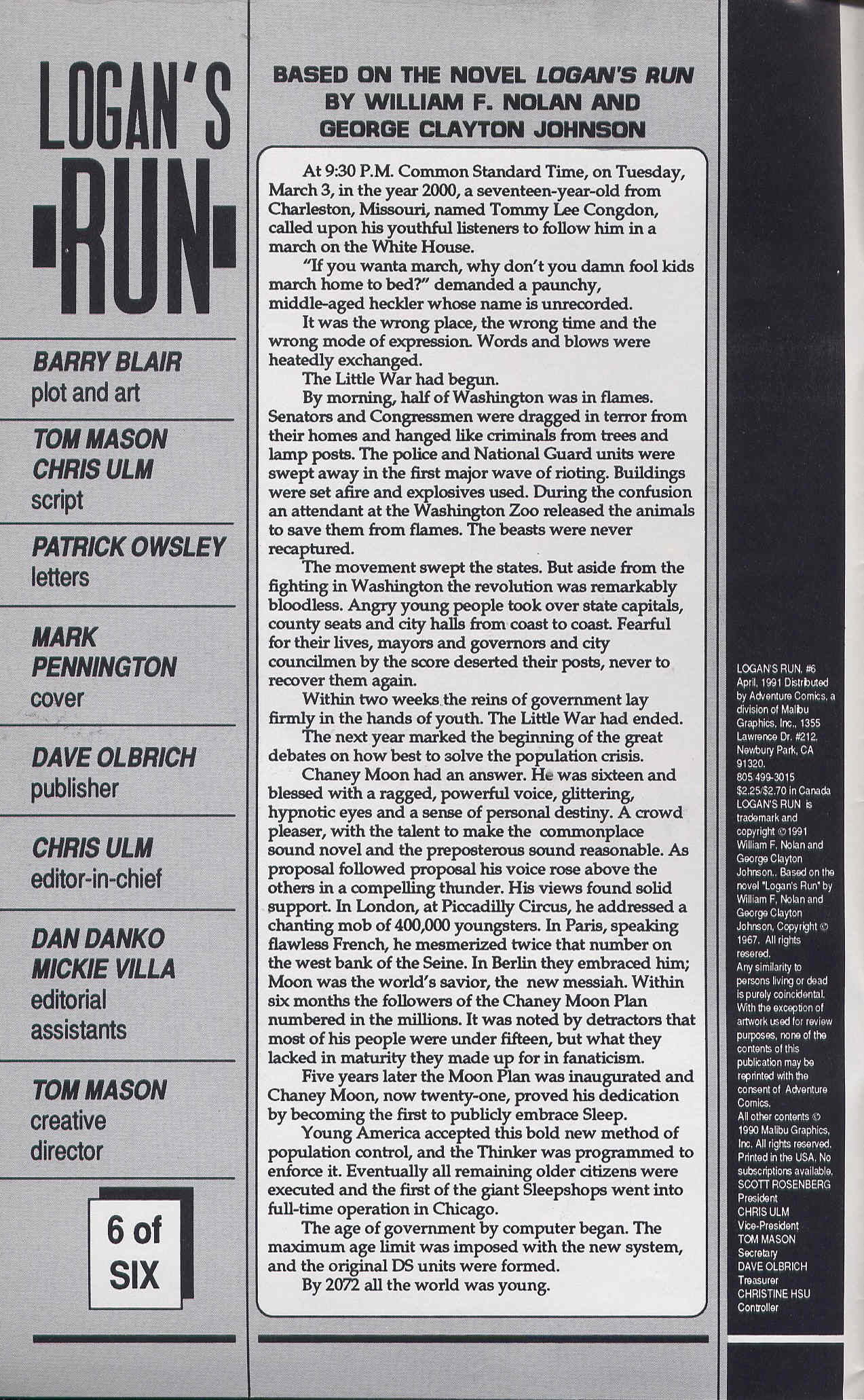 Read online Logan's Run (1990) comic -  Issue #6 - 2