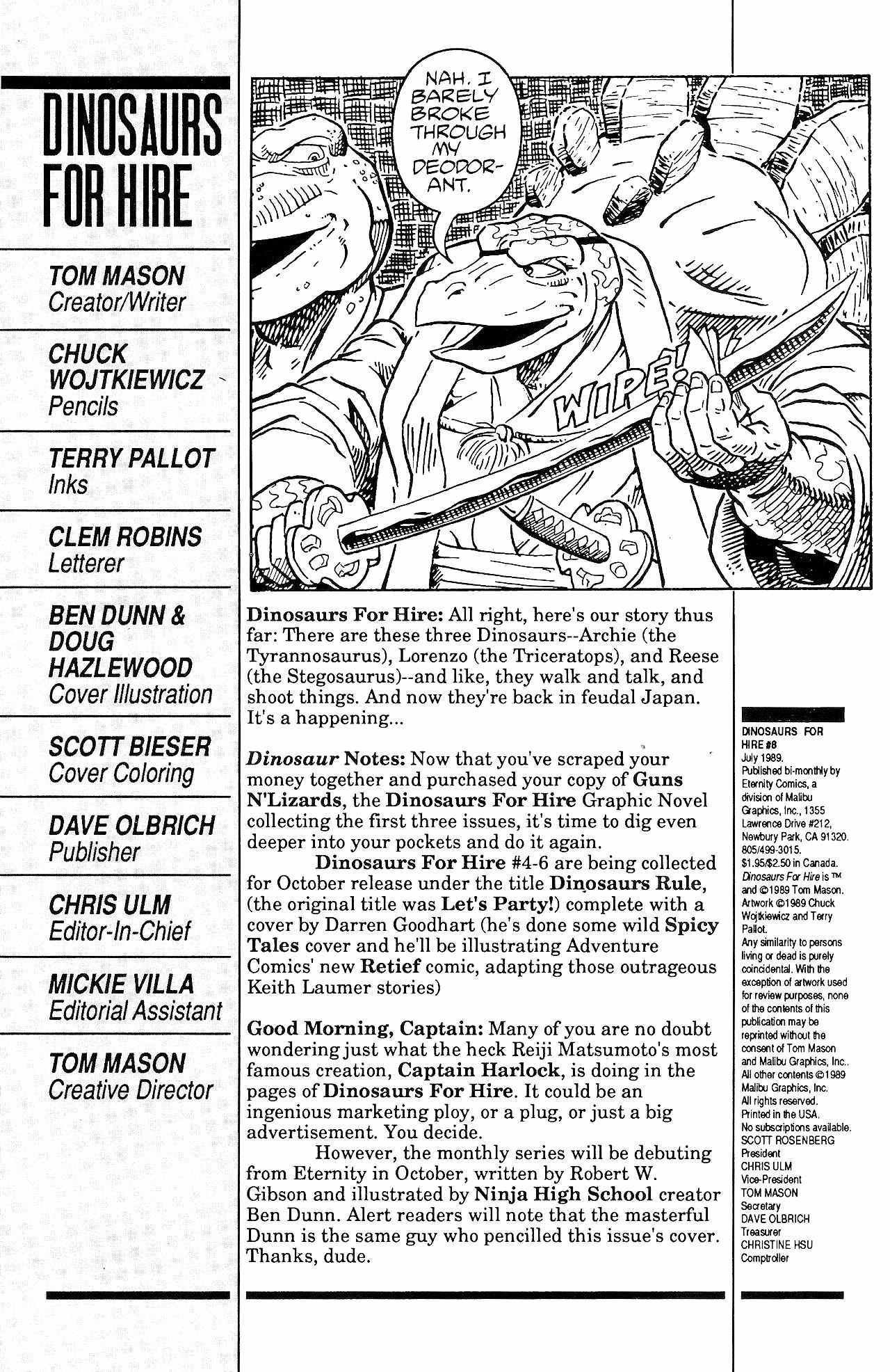 Read online Dinosaurs For Hire (1988) comic -  Issue #8 - 2