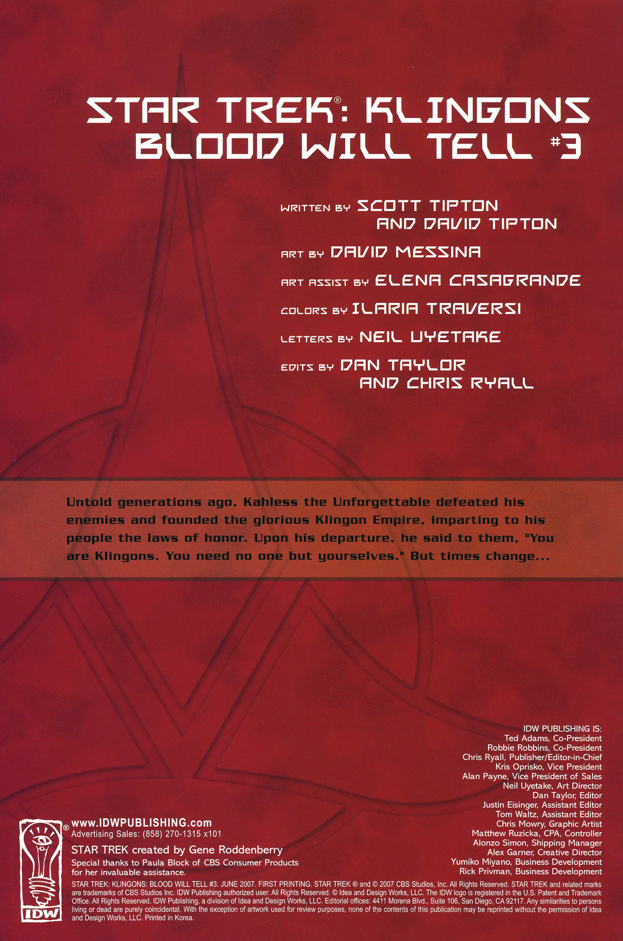 Read online Star Trek: Klingons: Blood Will Tell comic -  Issue #3 - 2