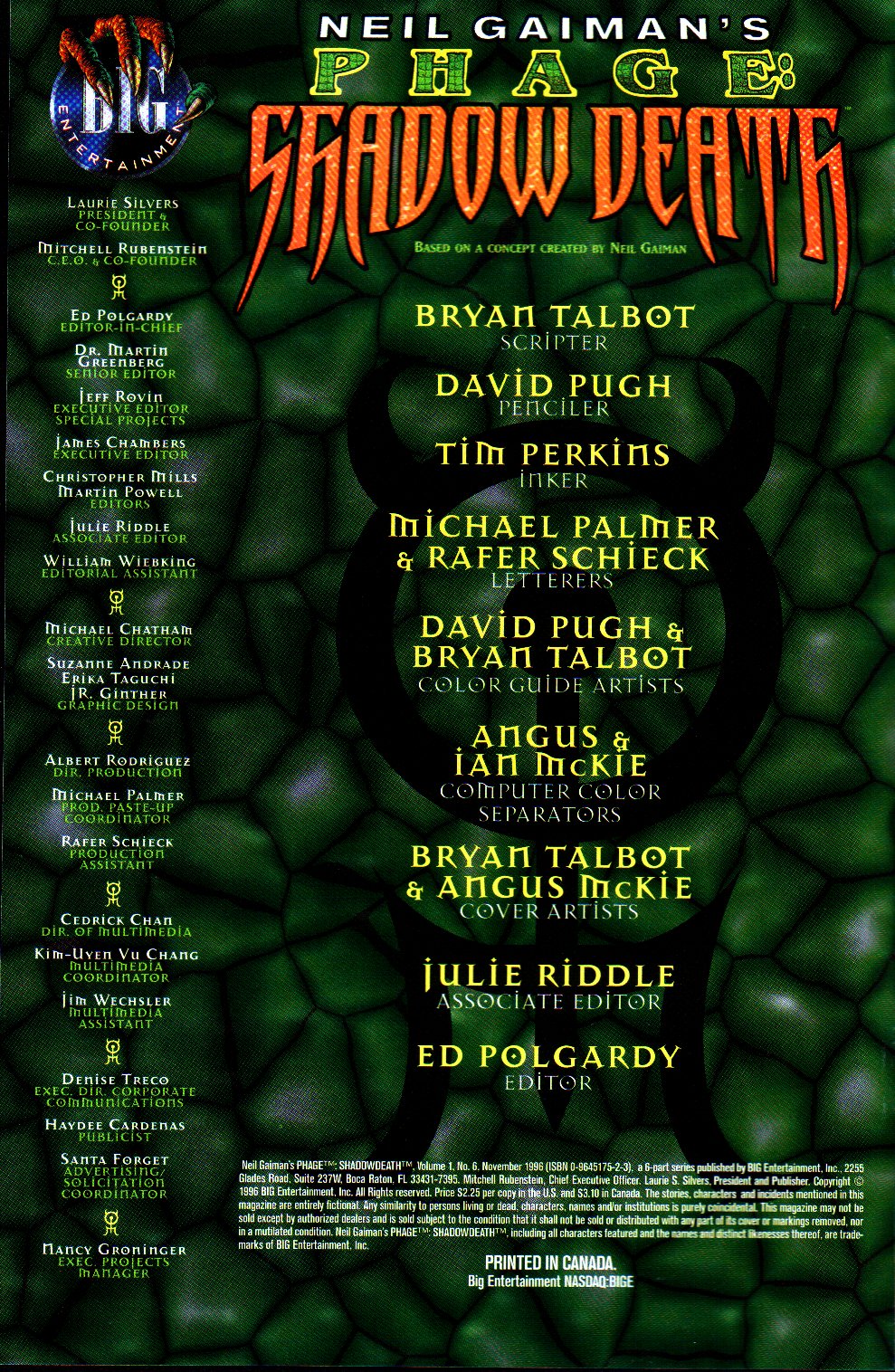 Read online Neil Gaiman's Phage: Shadow Death comic -  Issue #6 - 2