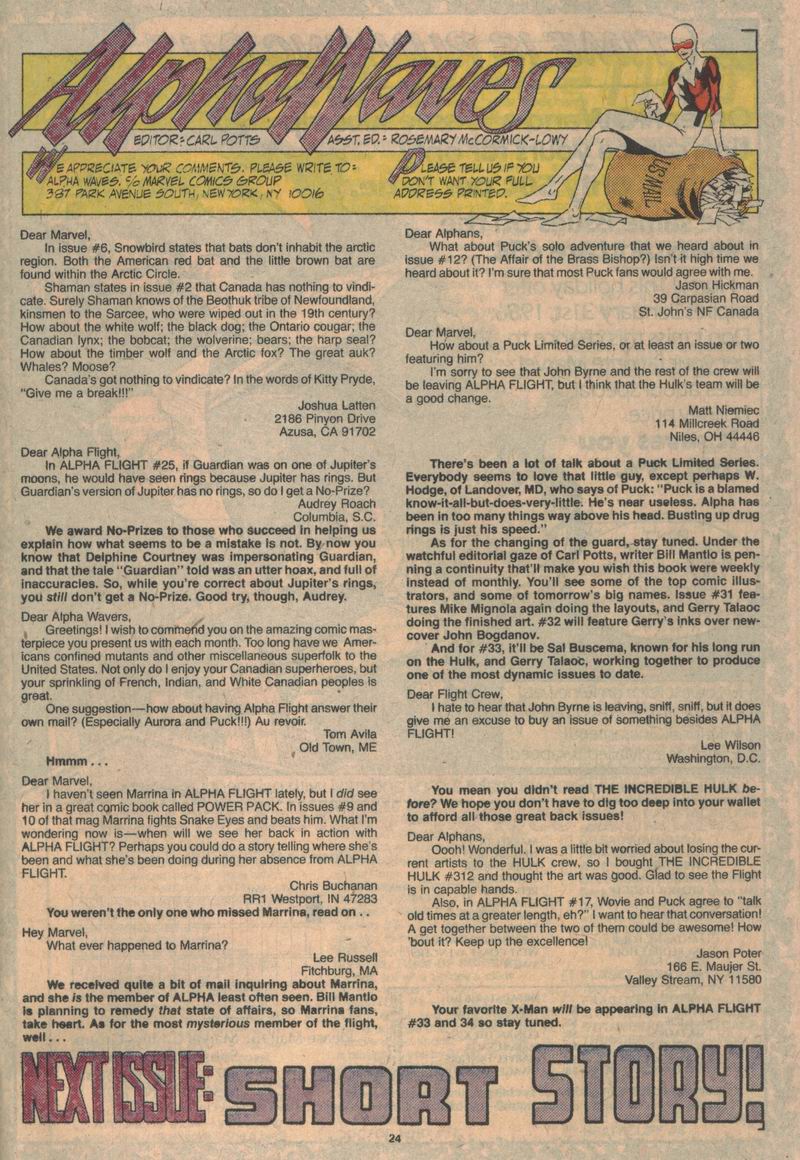 Read online Alpha Flight (1983) comic -  Issue #31 - 24