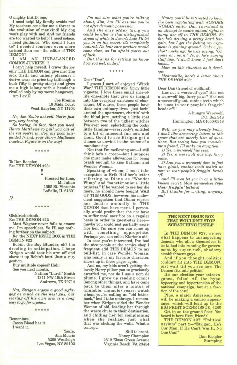 Read online The Demon (1990) comic -  Issue #26 - 28