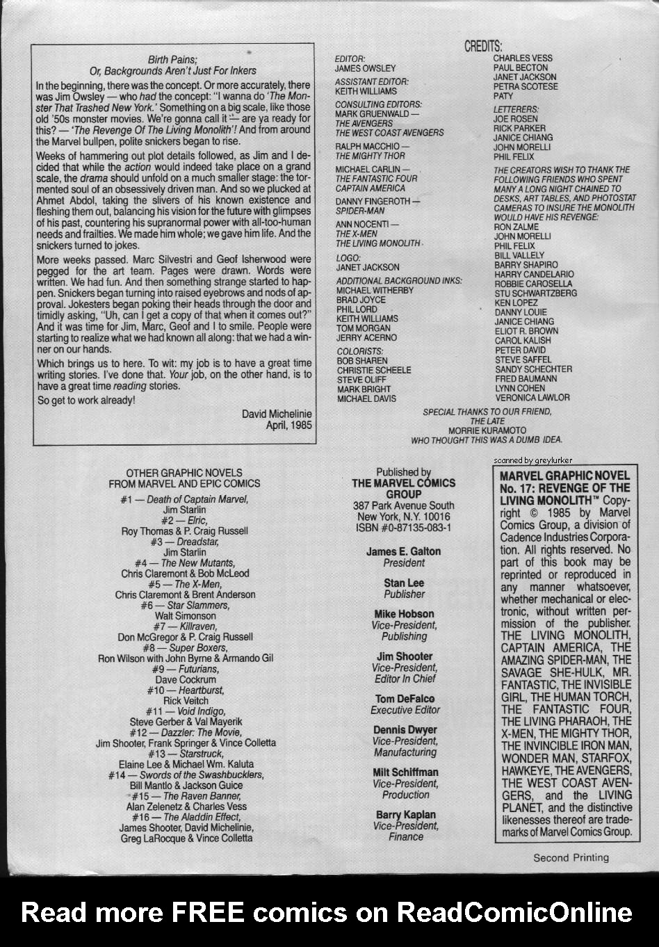 Read online Marvel Graphic Novel comic -  Issue #17 - Revenge of the Living Monolith - 2