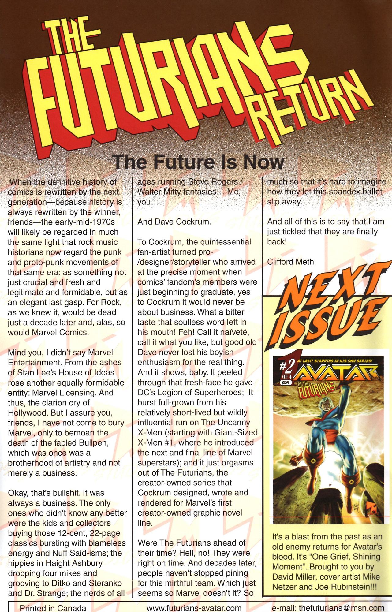 Read online Avatar Of The Futurians comic -  Issue #1 - 2