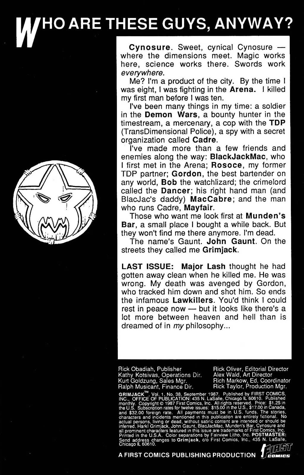 Read online Grimjack comic -  Issue #38 - 2